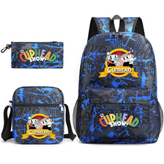 Cuphead Printed Schoolbag Backpack Shoulder Bag Pencil Bag 3pcs set for Kids Students