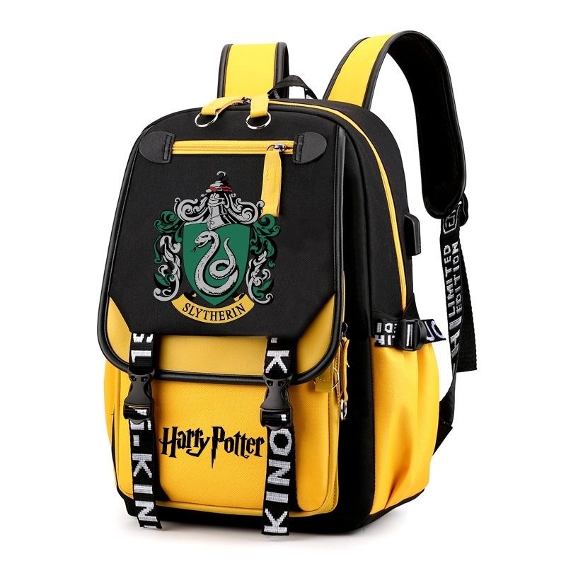 Gryffindor Slytherin Ravenclaw Hufflepuff Waterproof Backpack School Notebook Travel Bags USB Charging