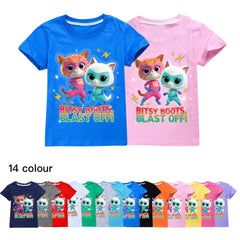 Super Kitties Casual Sweatshirt Spring Autumn Short Sleeve T-Shirts for Kids