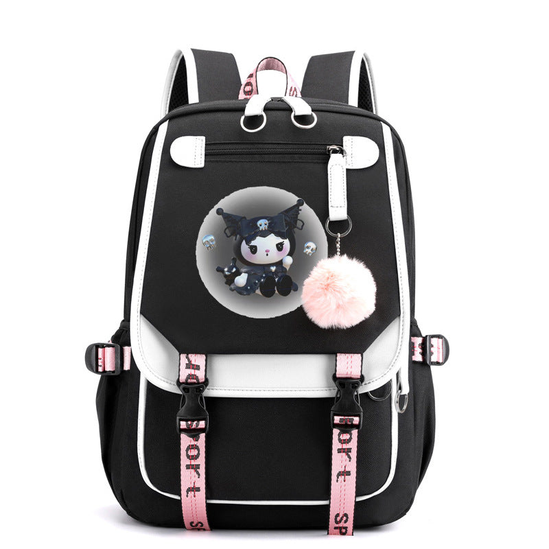 Kuromi Waterproof Backpack School Notebook Travel Bags USB Charging