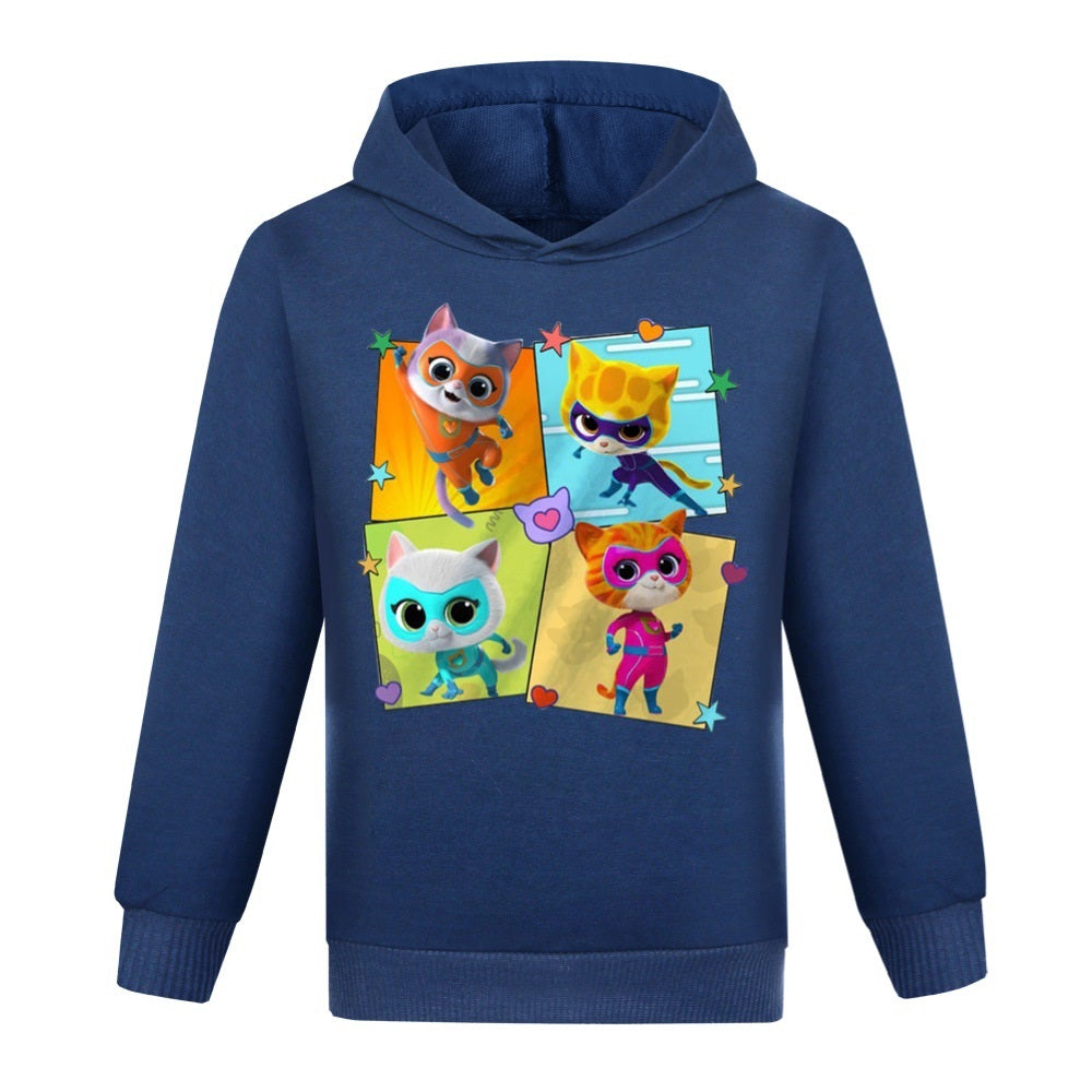 Super Kitties Casual Sweatshirt Spring Autumn Hoodie for Kids