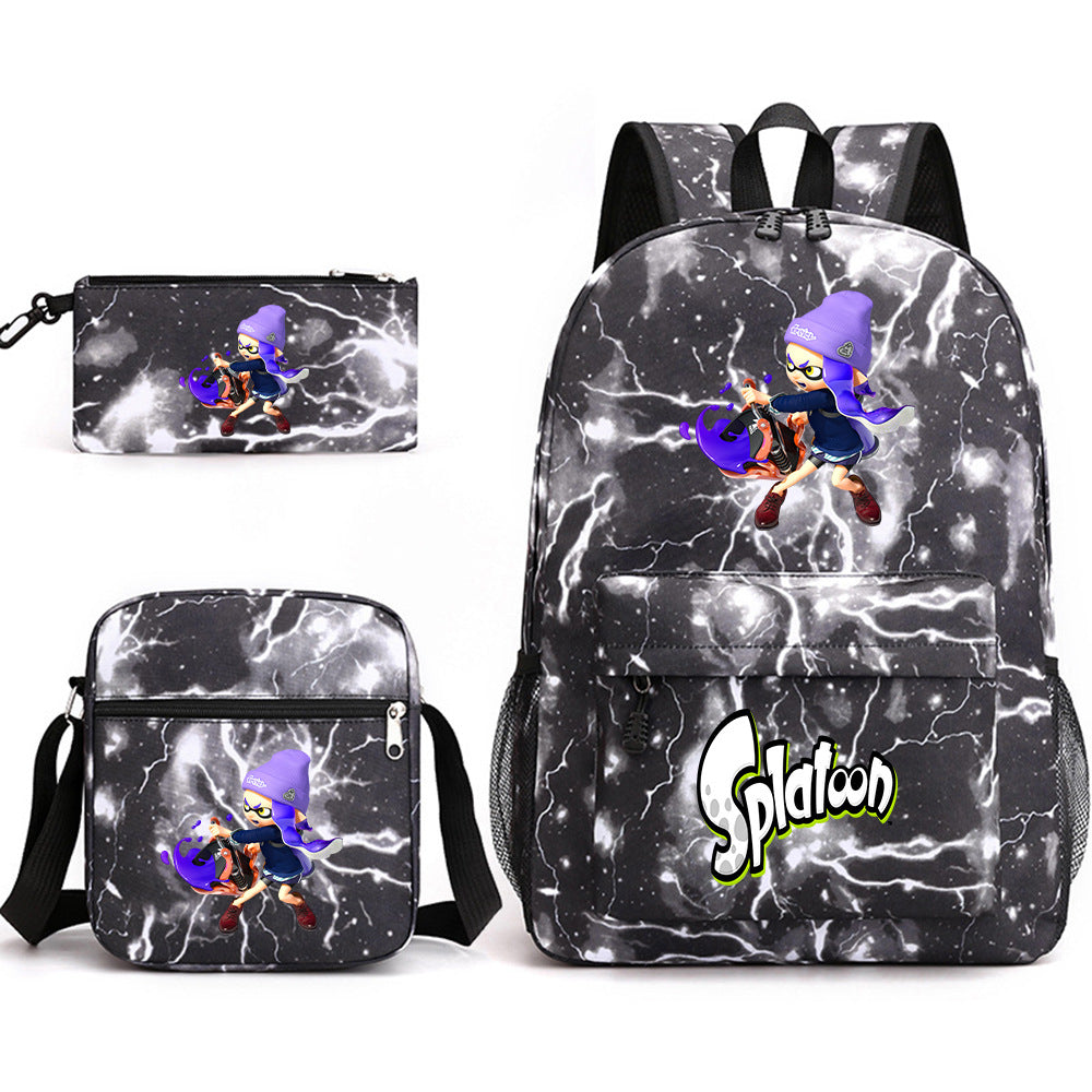 Splatoon Printed Schoolbag Backpack Shoulder Bag Pencil Bag 3pcs set for Kids Students