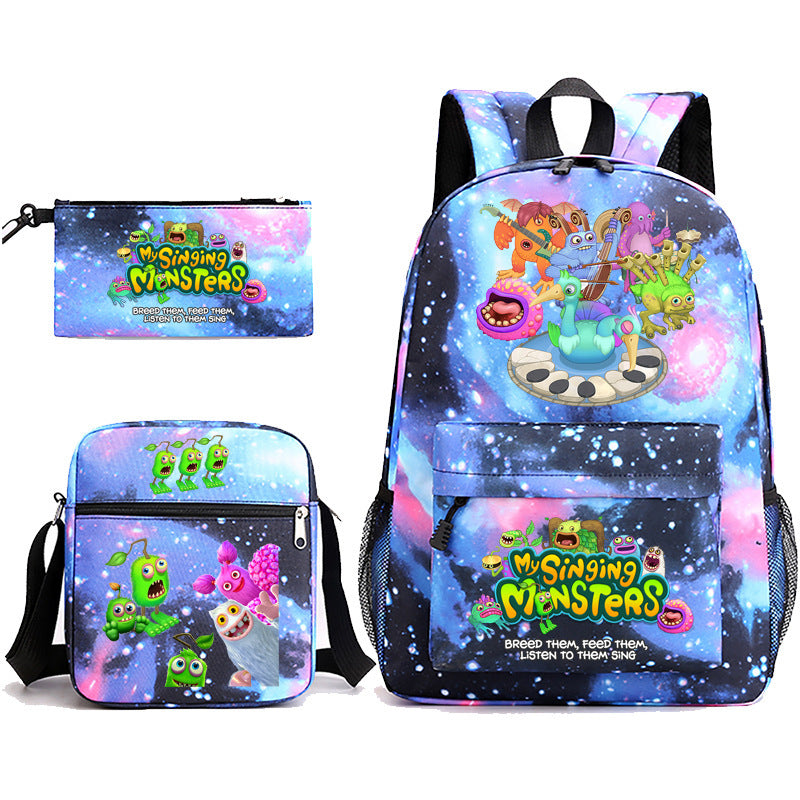 My Sing Monsters Printed Schoolbag Backpack Shoulder Bag Pencil Bag 3pcs set for Kids Students