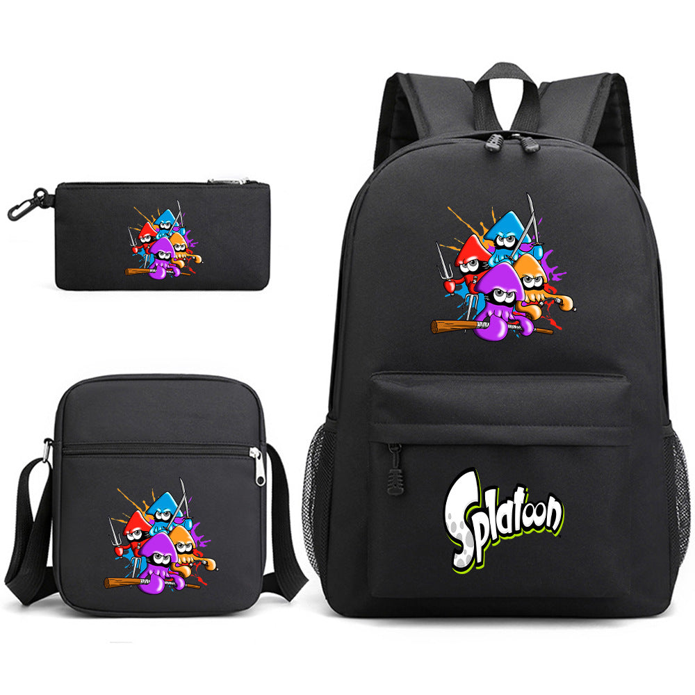 Splatoon Printed Schoolbag Backpack Shoulder Bag Pencil Bag 3pcs set for Kids Students