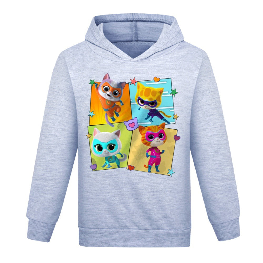 Super Kitties Casual Sweatshirt Spring Autumn Hoodie for Kids
