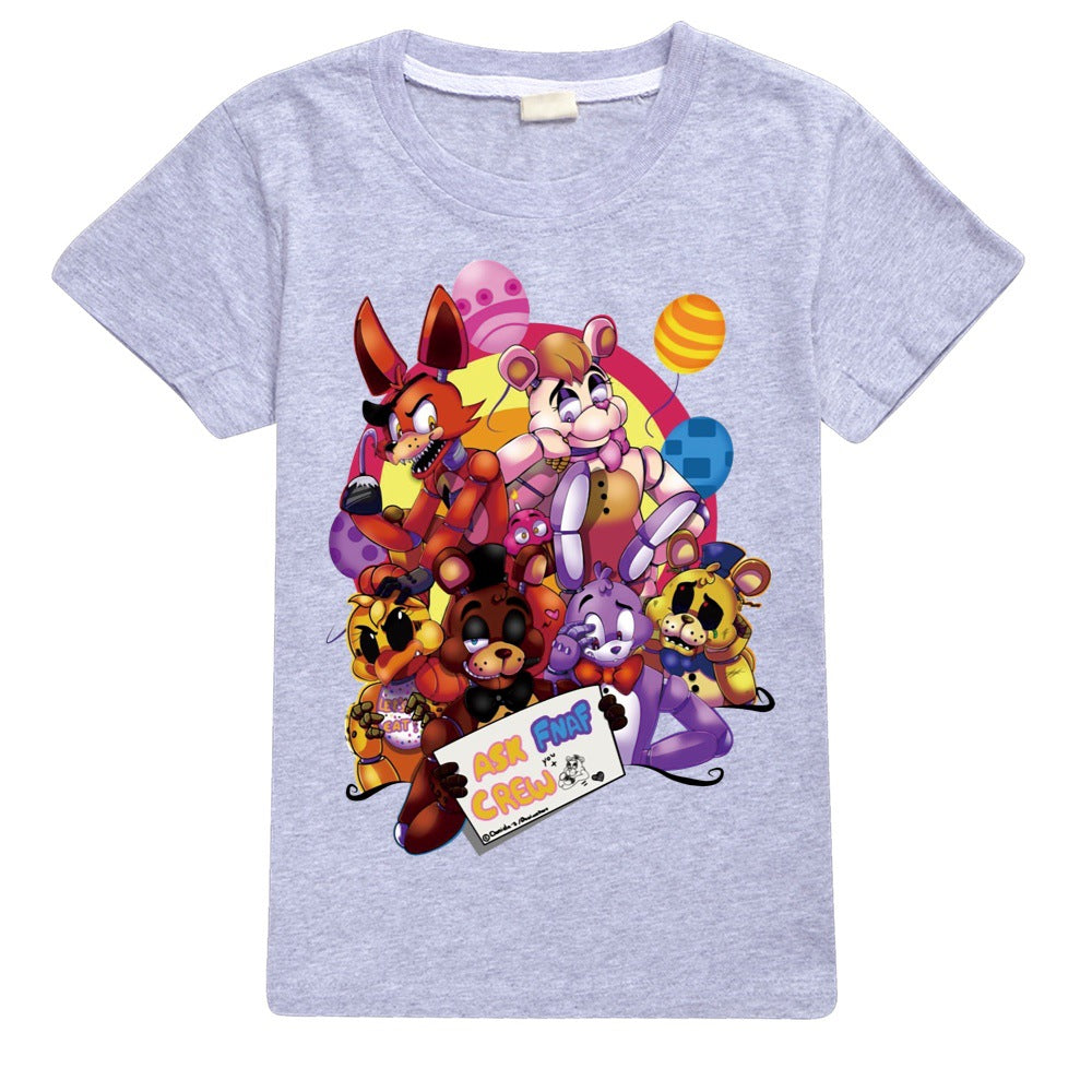 Five Nights at Freddys Casual Sweatshirt Spring Autumn Short Sleeve T-Shirts for Kids