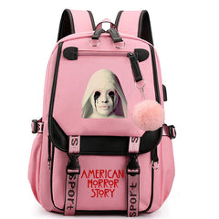 American Horror Movie Waterproof Backpack School Notebook Travel Bags USB Charging