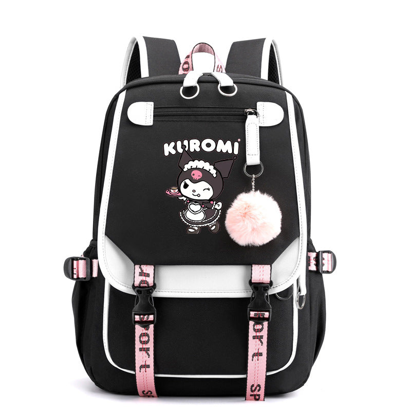 Kuromi Waterproof Backpack School Notebook Travel Bags USB Charging