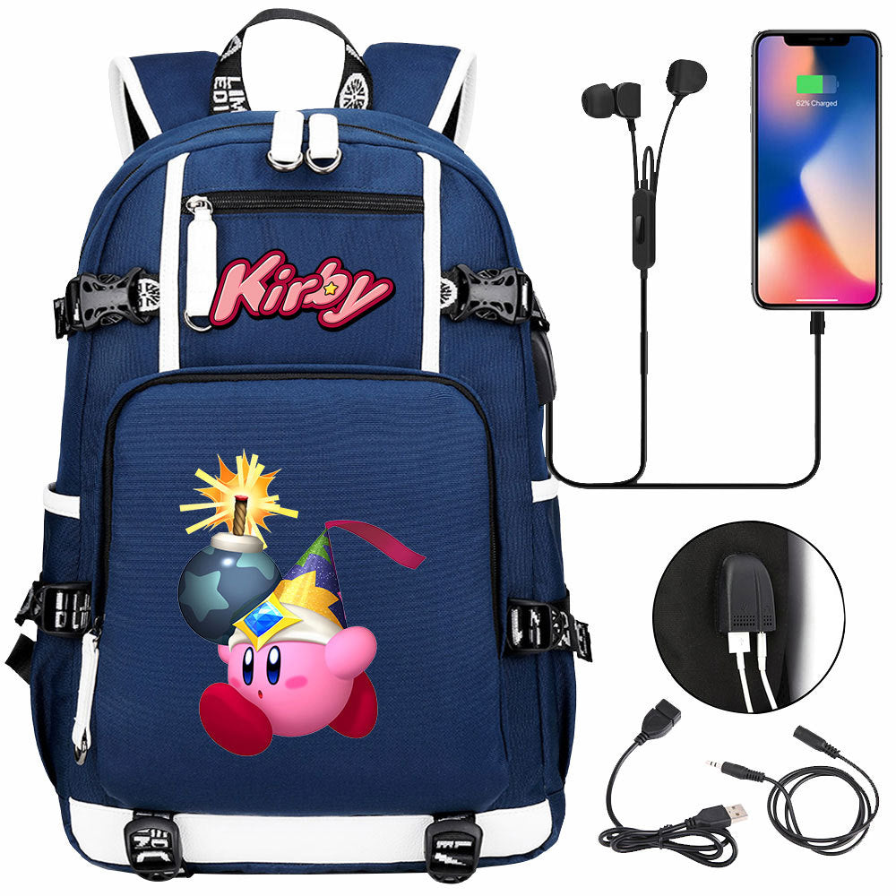 Kirby USB Charging Backpack School Notebook Travel Bags