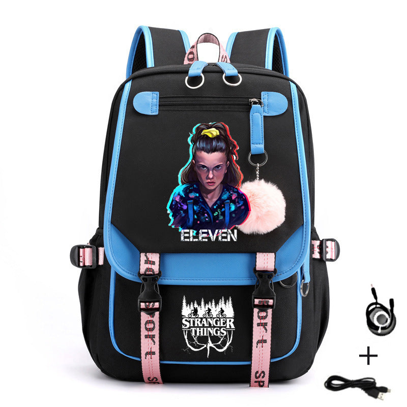 Stranger Things Waterproof Backpack School Notebook Travel Bags USB Charging