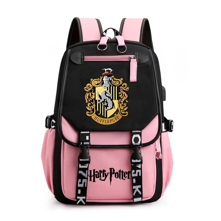 Gryffindor Slytherin Ravenclaw Hufflepuff Waterproof Backpack School Notebook Travel Bags USB Charging