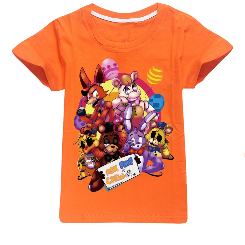 Five Nights at Freddys Casual Sweatshirt Spring Autumn Short Sleeve T-Shirts for Kids