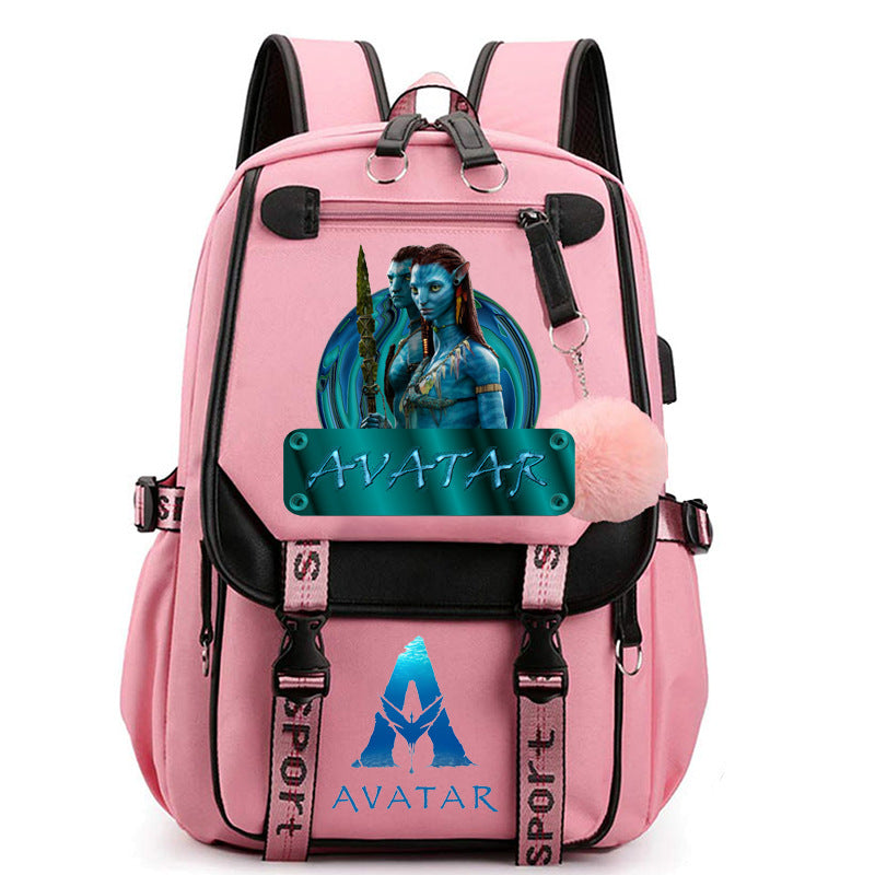 Avatar The Way of Water Waterproof Backpack School Notebook Travel Bags USB Charging