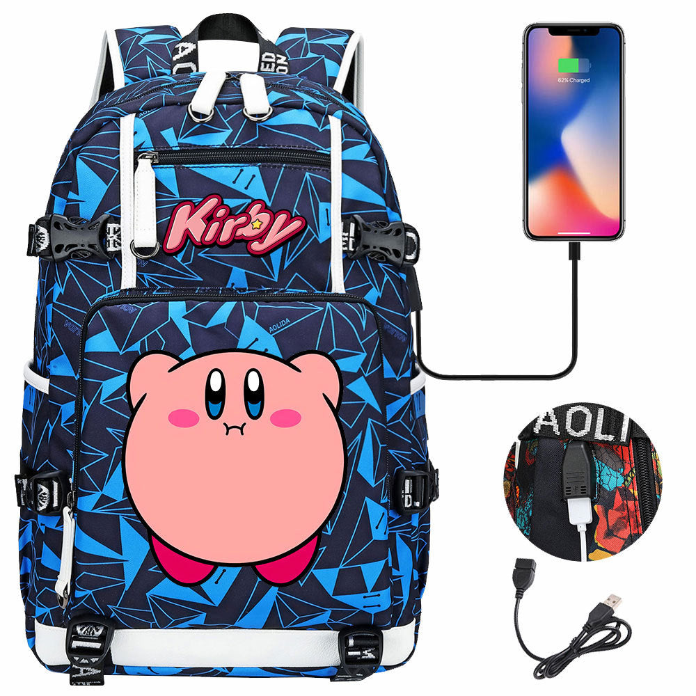 Kirby USB Charging Backpack School Notebook Travel Bags