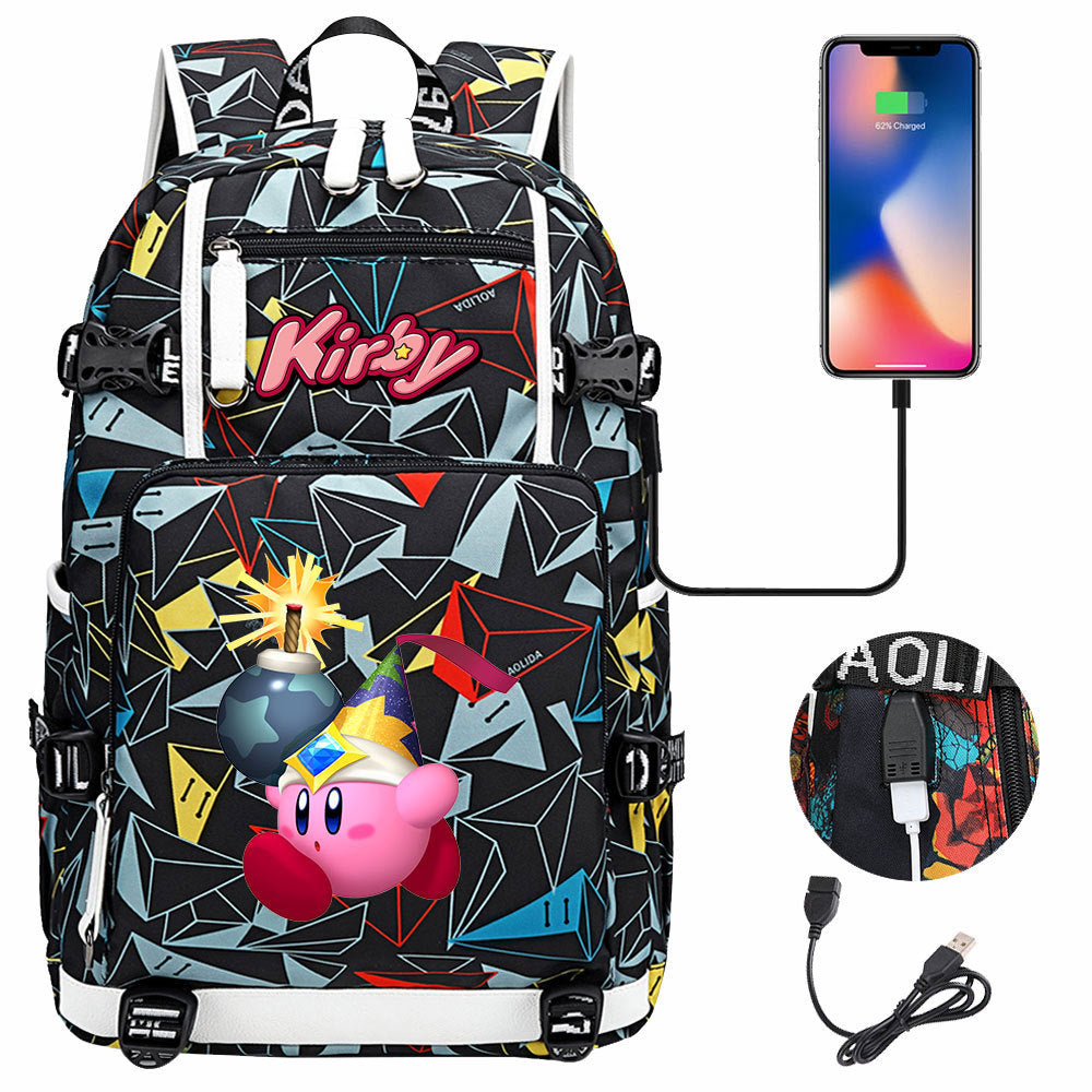 Kirby USB Charging Backpack School Notebook Travel Bags