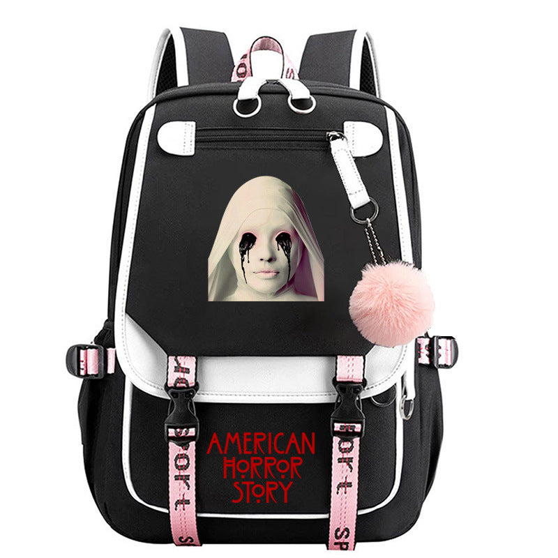 American Horror Movie Waterproof Backpack School Notebook Travel Bags USB Charging