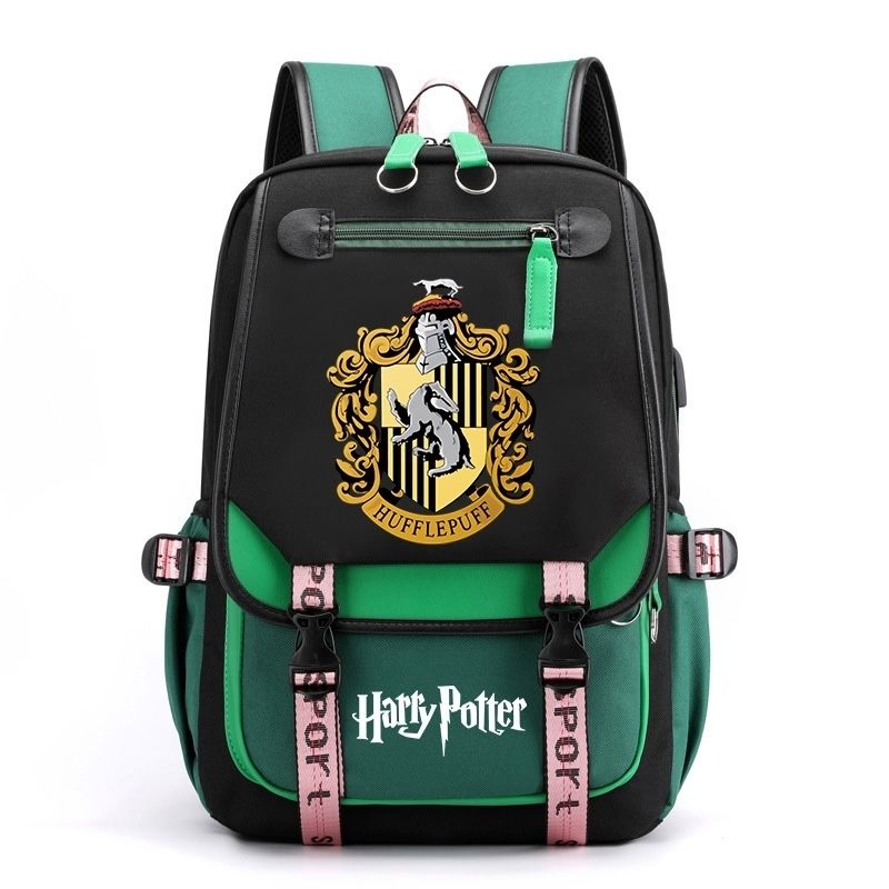 Gryffindor Slytherin Ravenclaw Hufflepuff Waterproof Backpack School Notebook Travel Bags USB Charging