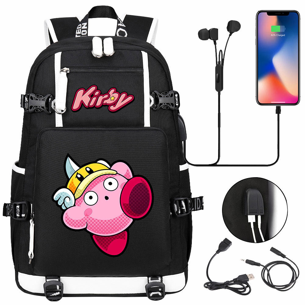 Kirby USB Charging Backpack School Notebook Travel Bags