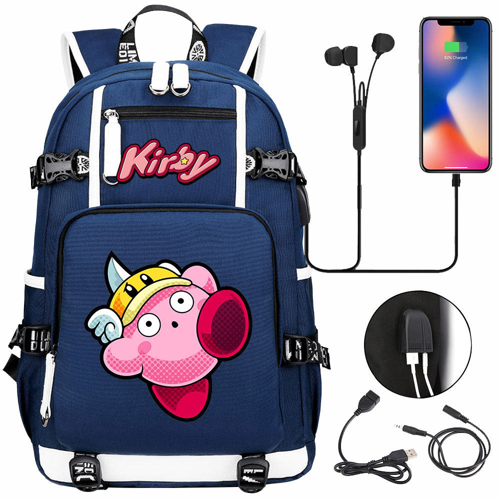 Kirby USB Charging Backpack School Notebook Travel Bags