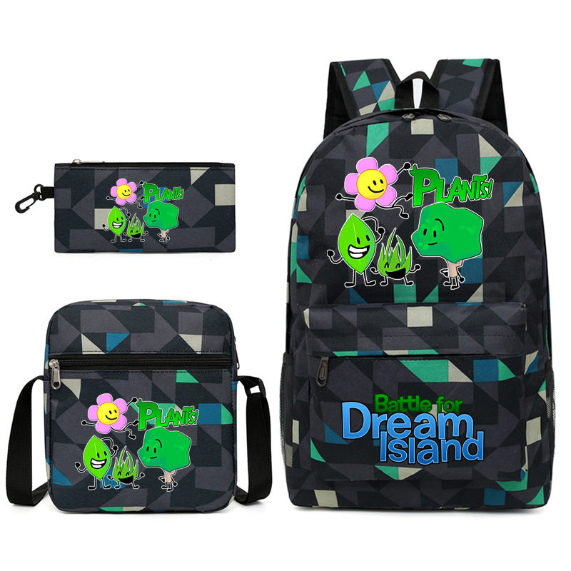 Battle for Dream Island Printed Schoolbag Backpack Shoulder Bag Pencil Bag 3pcs set for Kids Students