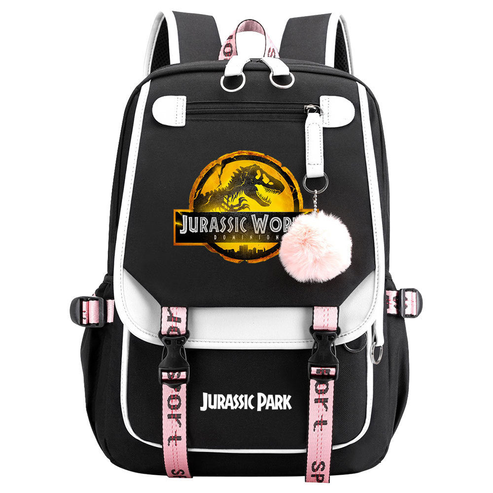 Jurassic World Dinosaur Park Waterproof Backpack School Notebook Travel Bags USB Charging