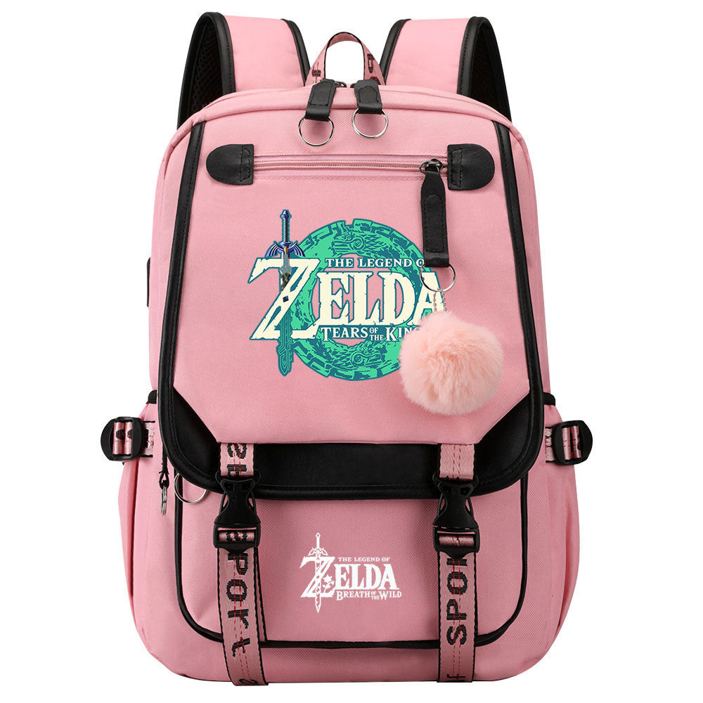 The Legend of Zelda Tears of the Kingdom  Waterproof Backpack School Notebook Travel Bags USB Charging