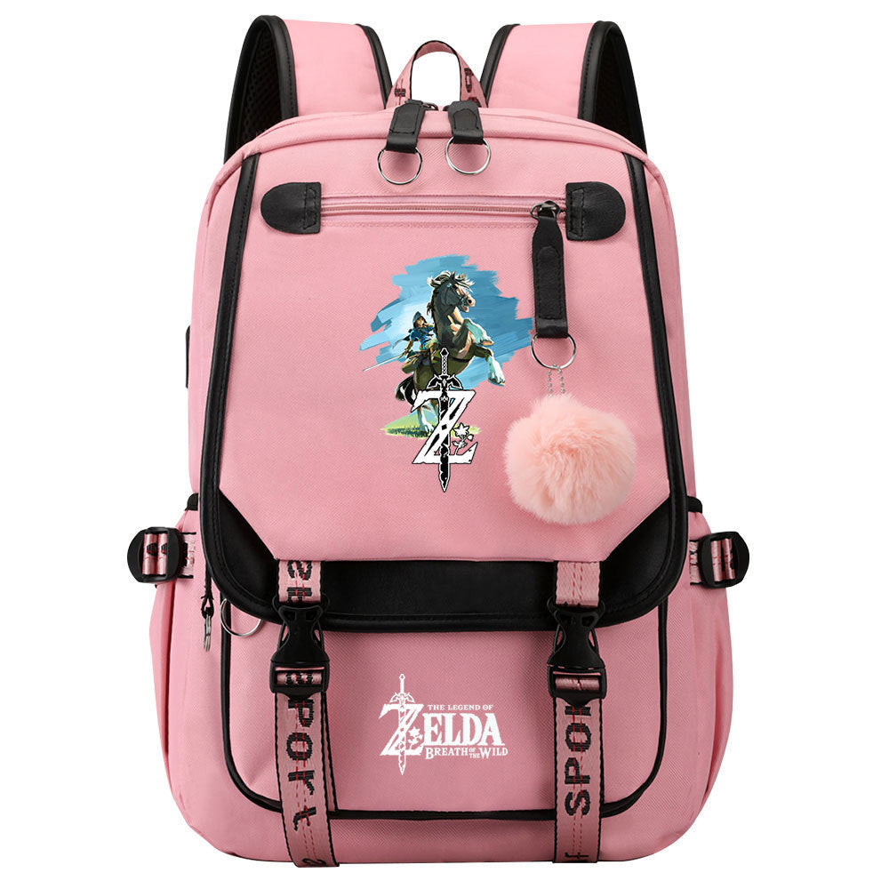 The Legend of Zelda Tears of the Kingdom  Waterproof Backpack School Notebook Travel Bags USB Charging