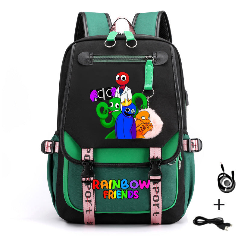 Rainbow Friends Waterproof Backpack School Notebook Travel Bags USB Charging