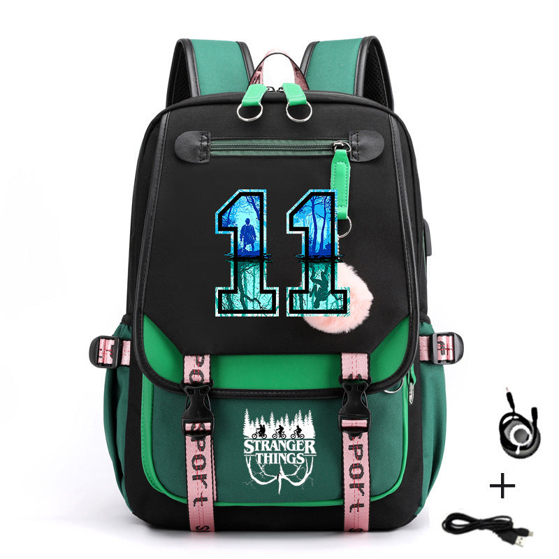 Stranger Things Waterproof Backpack School Notebook Travel Bags USB Charging