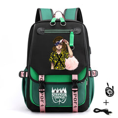 Stranger Things Waterproof Backpack School Notebook Travel Bags USB Charging