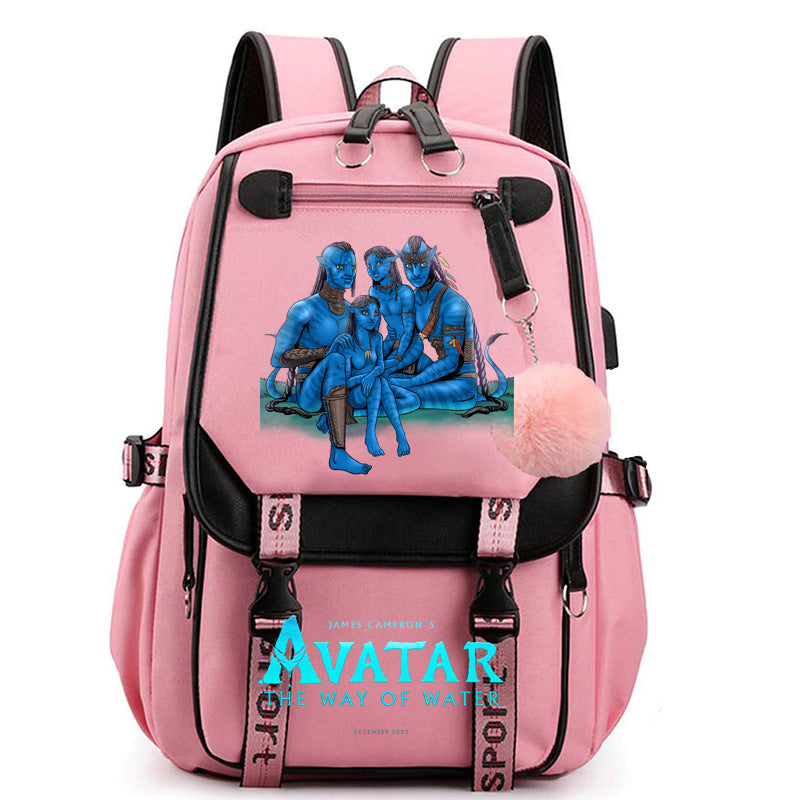 Avatar The Way of Water Waterproof Backpack School Notebook Travel Bags USB Charging