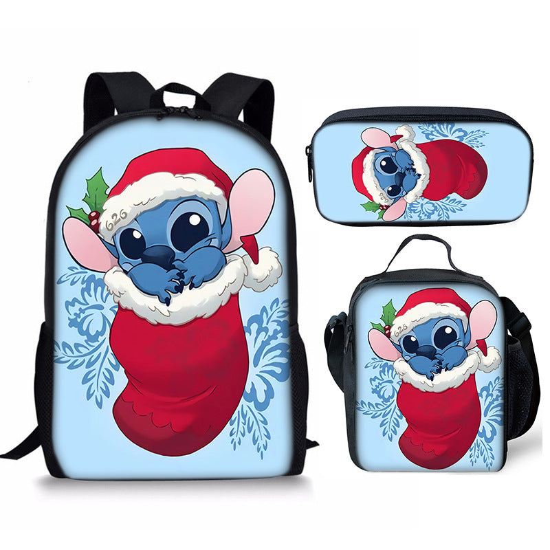 Lilo Stitch Full Printed Backpack Schoolbag Travel Notebook Bag Lunch Bag Pencil Bag for Kids Students 3PCS