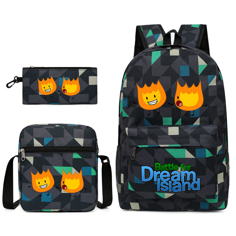 Battle for Dream Island Printed Schoolbag Backpack Shoulder Bag Pencil Bag 3pcs set for Kids Students