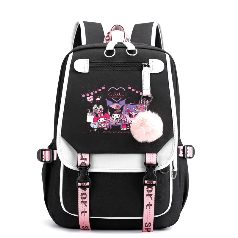 Kuromi Waterproof Backpack School Notebook Travel Bags USB Charging