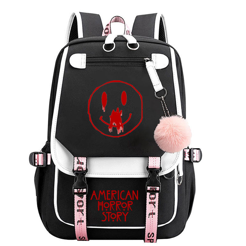 American Horror Movie Waterproof Backpack School Notebook Travel Bags USB Charging