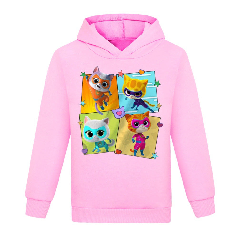 Super Kitties Casual Sweatshirt Spring Autumn Hoodie for Kids