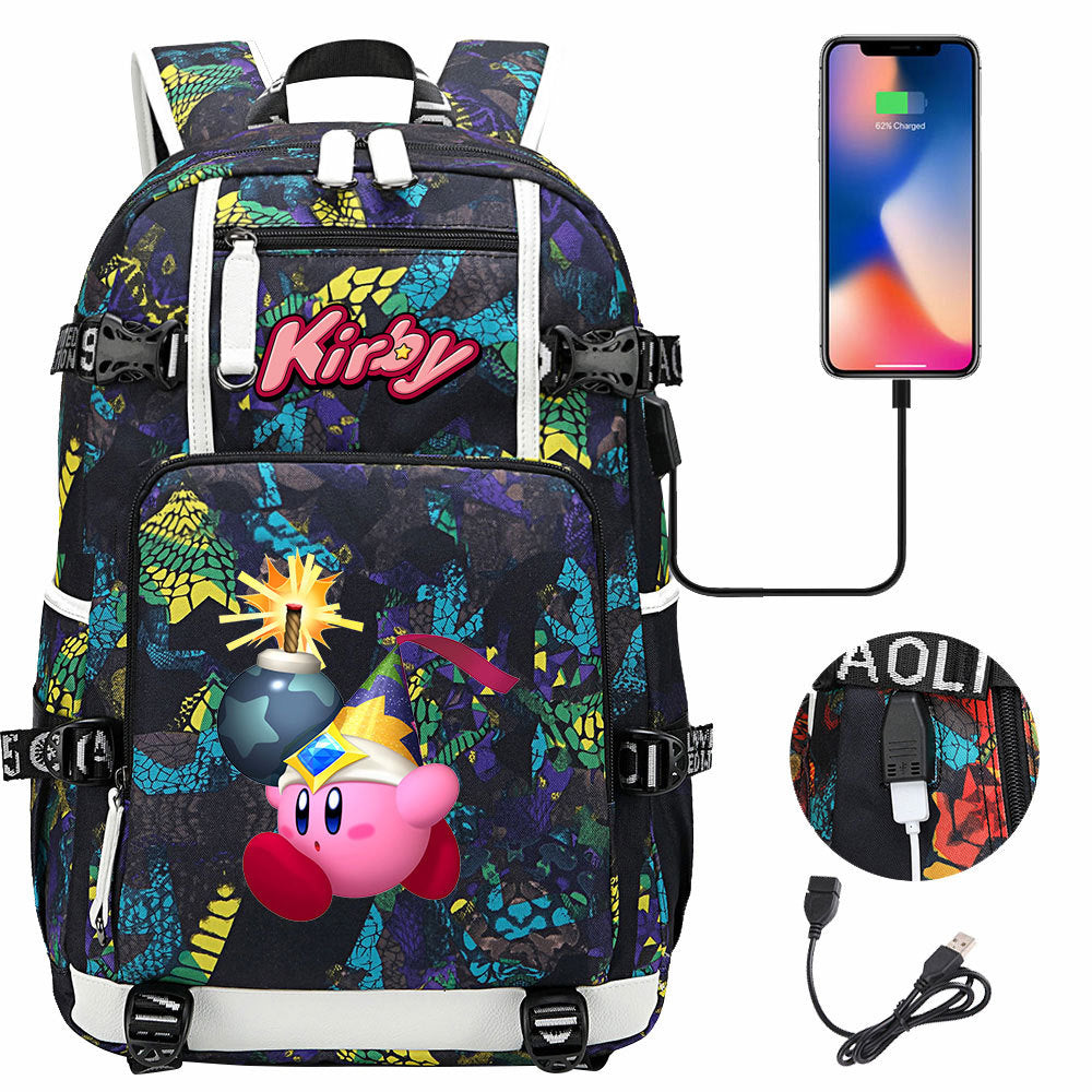 Kirby USB Charging Backpack School Notebook Travel Bags