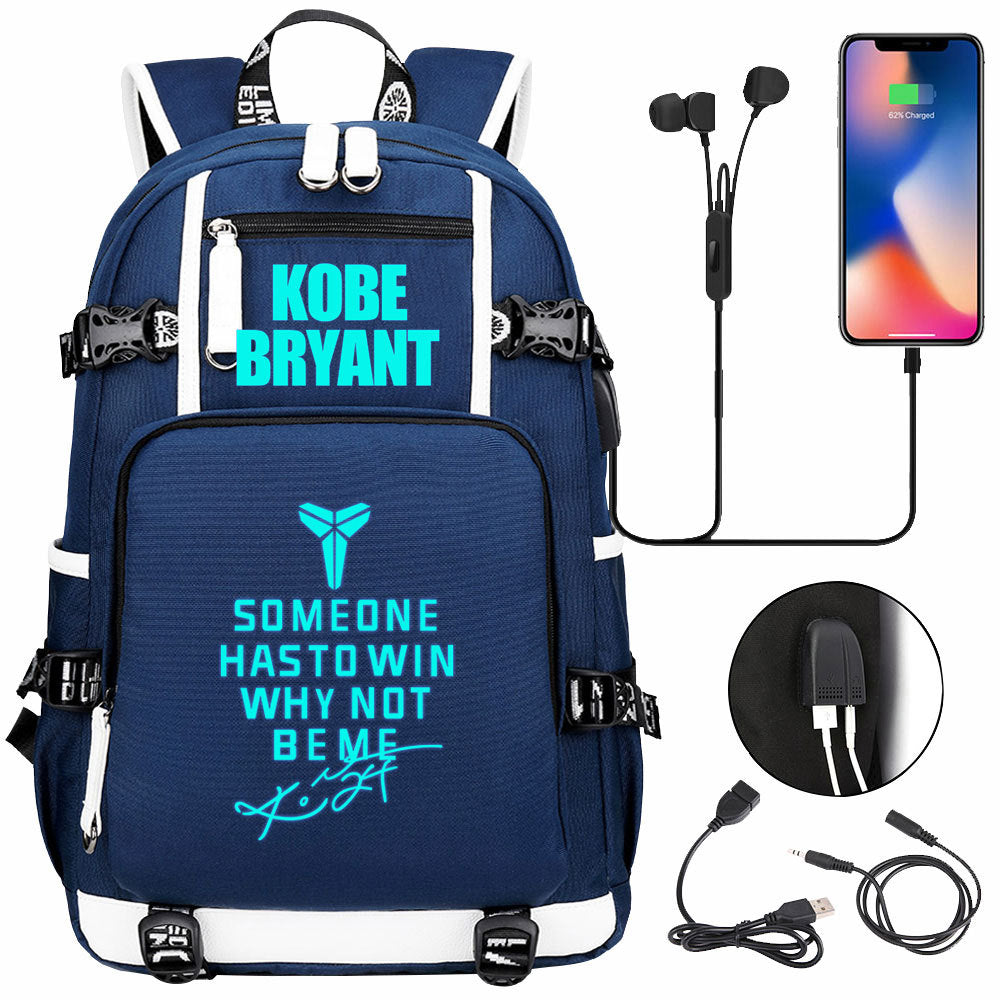 Kobe Basketball Black Mamba  USB Charging Backpack School Notebook Travel Bags