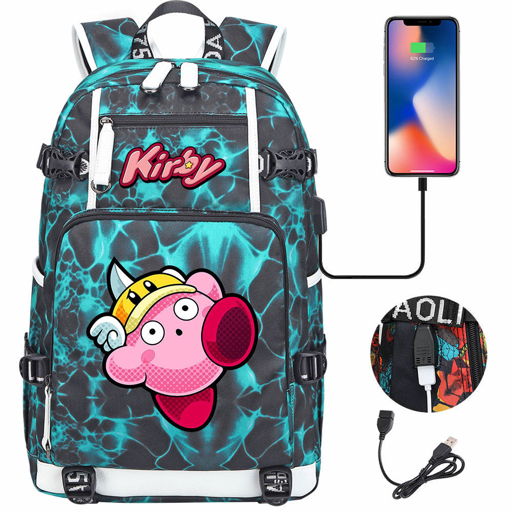 Kirby USB Charging Backpack School Notebook Travel Bags