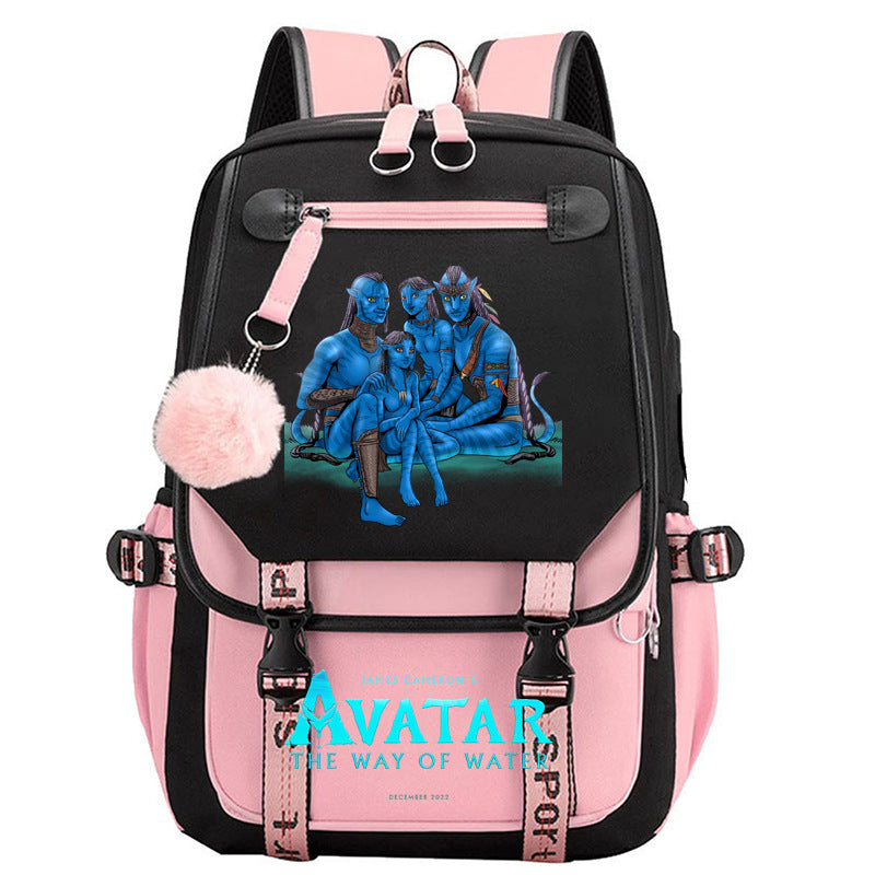 Avatar The Way of Water Waterproof Backpack School Notebook Travel Bags USB Charging