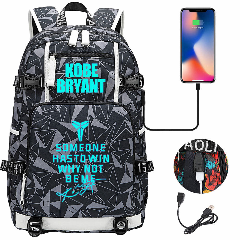 Kobe Basketball Black Mamba  USB Charging Backpack School Notebook Travel Bags