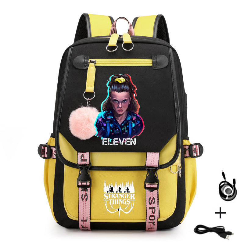 Stranger Things Waterproof Backpack School Notebook Travel Bags USB Charging