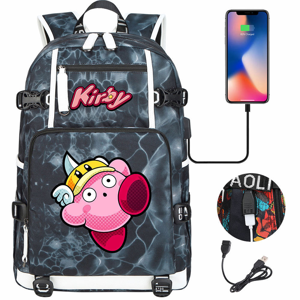 Kirby USB Charging Backpack School Notebook Travel Bags