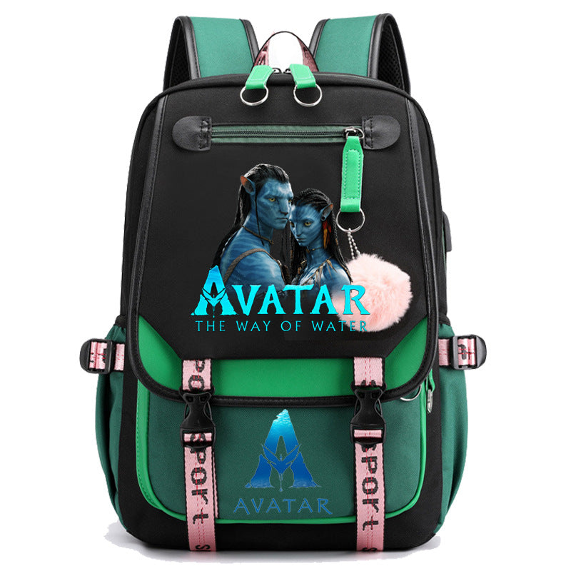 Avatar The Way of Water Waterproof Backpack School Notebook Travel Bags USB Charging