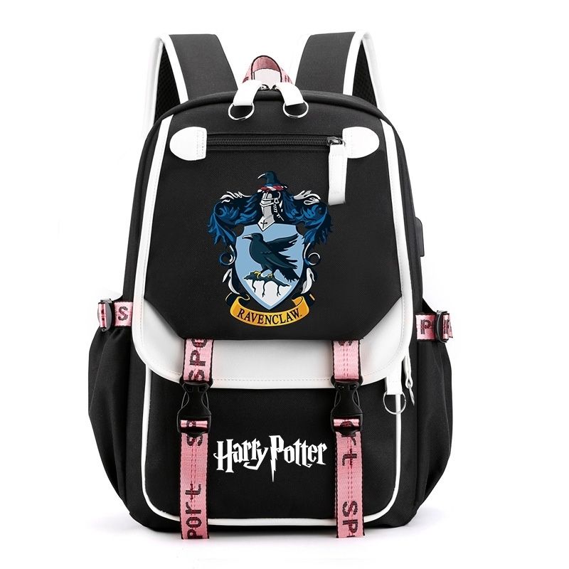 Gryffindor Slytherin Ravenclaw Hufflepuff Waterproof Backpack School Notebook Travel Bags USB Charging