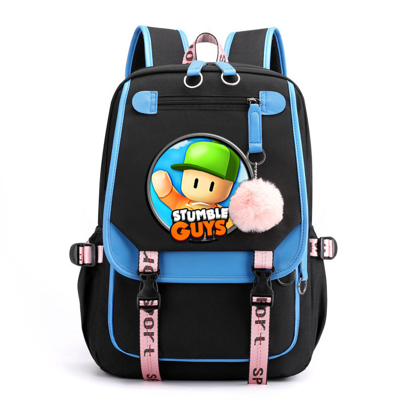 Stumble Guys Waterproof Backpack School Notebook Travel Bags USB Charging