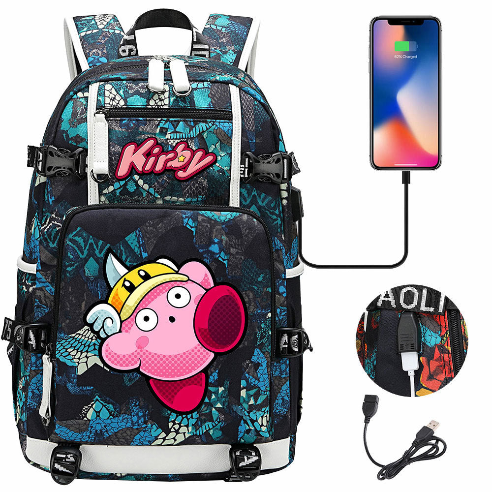 Kirby USB Charging Backpack School Notebook Travel Bags