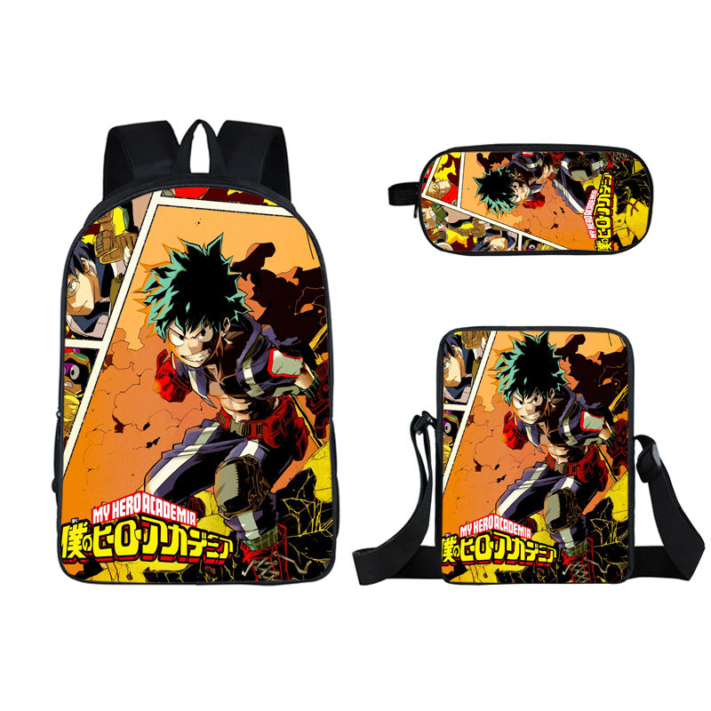 My Hero Academia Full Printed Backpack Schoolbag Travel Notebook Bag Lunch Bag Pencil Bag for Kids Students 3PCS