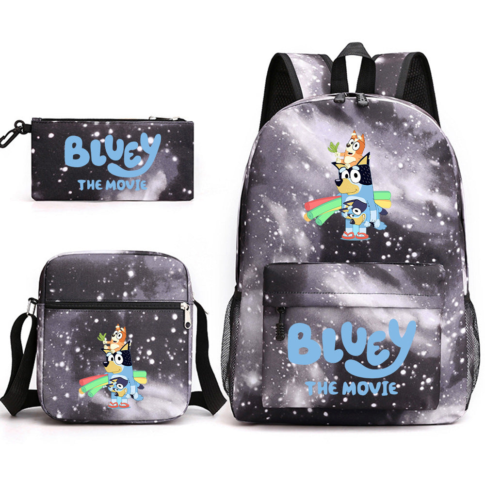 Blue Heeler Bingo Printed Schoolbag Backpack Shoulder Bag Pencil Bag 3pcs set for Kids Students