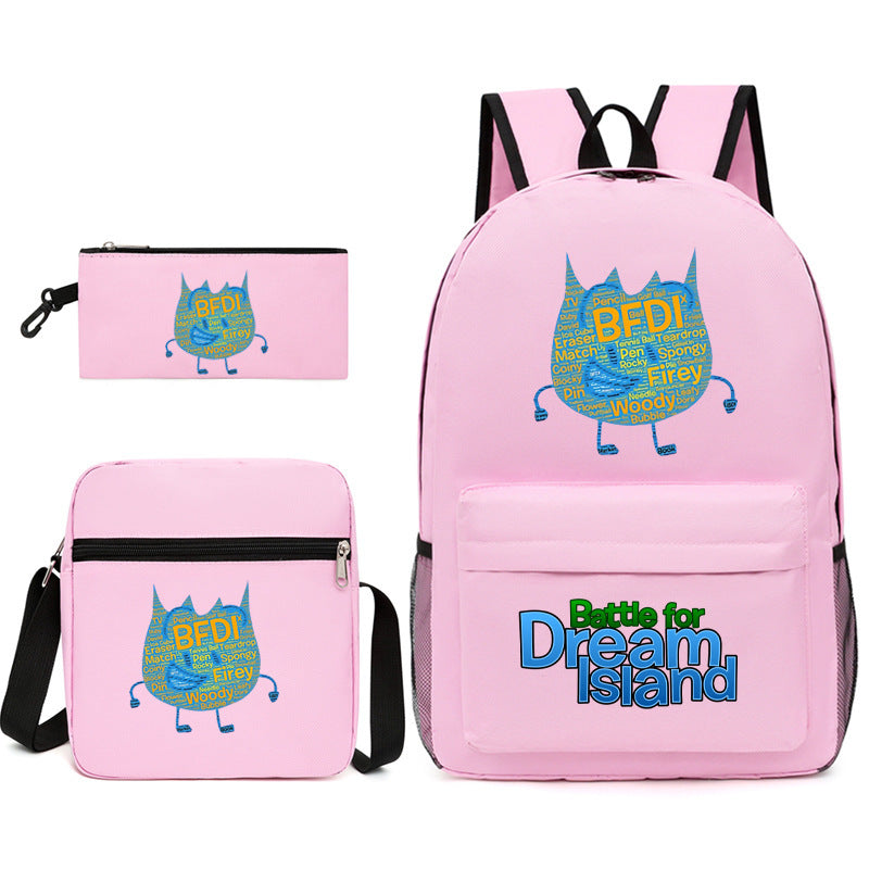 Battle for Dream Island Printed Schoolbag Backpack Shoulder Bag Pencil Bag 3pcs set for Kids Students